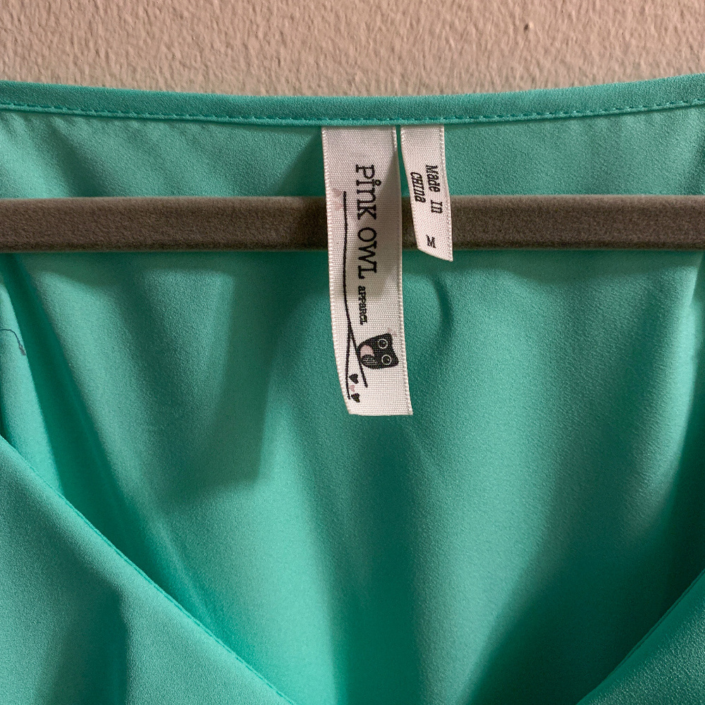 PINK OWL MINT GREEN ZIPPER RUFFLE DRESS - Picture 2 of 8